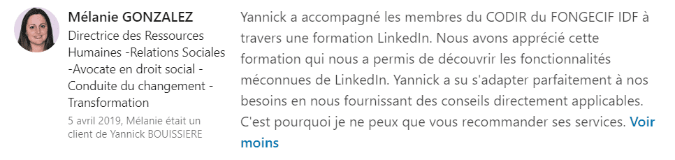 10 recommendation - LinkedIn Expert - Yannick BOUISSIERE - LinkedIn Specialist, LinkedIn Trainer, LinkedIn Consultant, LinkedIn Coach-min