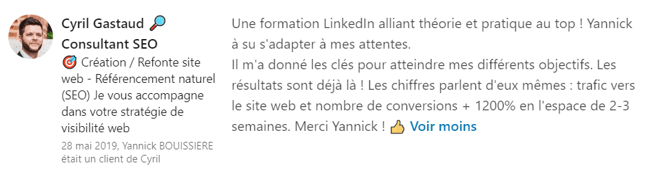 16 recomendación - Experto en LinkedIn - Yannick BOUISSIERE - Especialista en LinkedIn, Entrenador de LinkedIn, Consultor de LinkedIn, Coach de LinkedIn-min