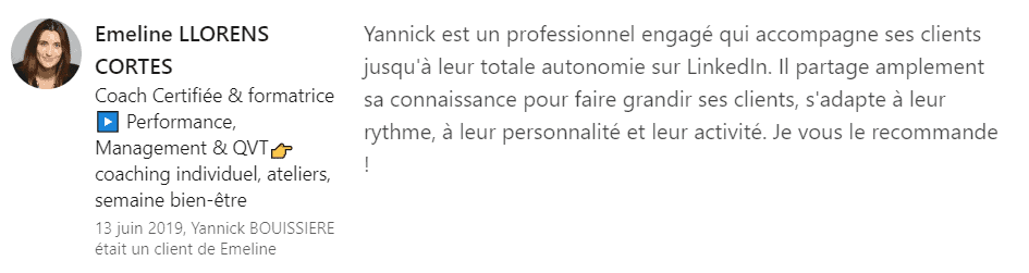 18 recommandation - Expert LinkedIn - Yannick BOUISSIERE - Specialiste LinkedIn, Formateur LinkedIn, Consultant LinkedIn, Coach LinkedIn-min