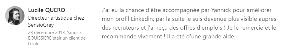 4 raccomandazione - Esperto LinkedIn - Yannick BOUISSIERE - Specialista LinkedIn, Formatore LinkedIn, Consulente LinkedIn, Coach LinkedIn-min