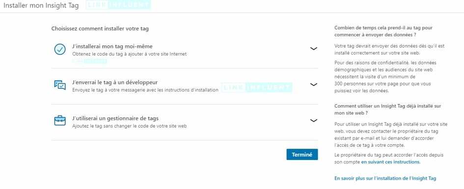  Tutoriel d'installation du Pixel LinkedIn (LinkedIn insight tag) - Etape 5 - Proinfluent 