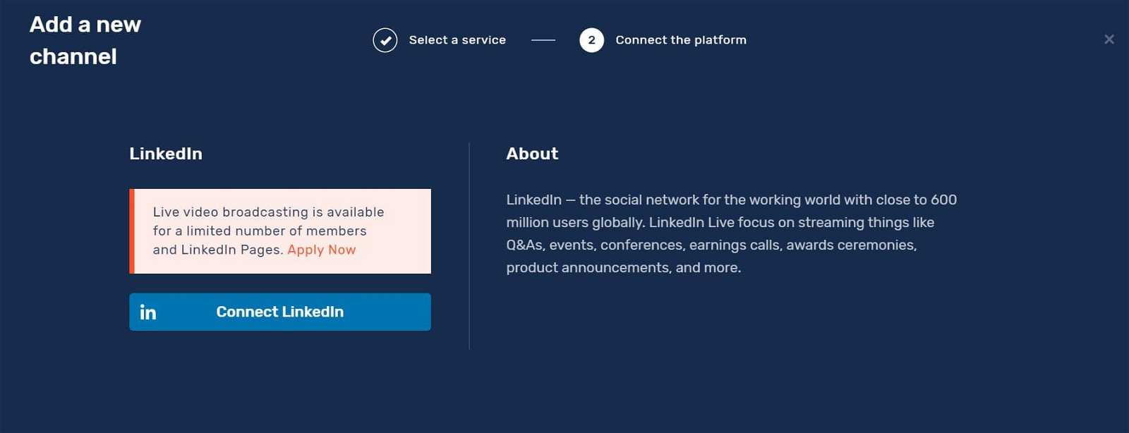 LinkedIn Live : connecter Restream et LinkedIn