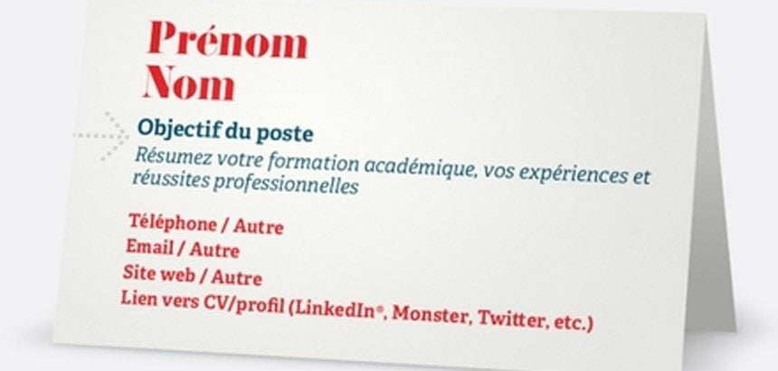 Création d'une carte de visite